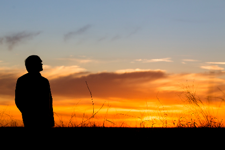 AI generated dusk man silhouette - sunset art