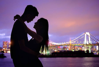 AI generated girlfriend silhouette - romantic couple art