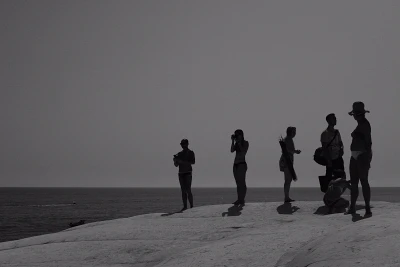 AI generated people at beach silhouette - beach life art